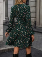 Rochie Scurta Delya Verde Inflorata - imagine 2