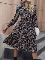 Rochie Midi Crina Neagra Inflorata