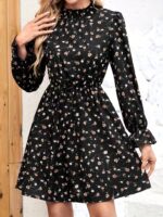 Rochie Scurta Martha Neagra Inflorata