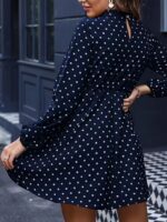 Rochie Scurta Monika Bleumarin cu Buline Albe - imagine 2