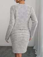 Compleu cu Rochie Scurta Beth Alb cu Negru - imagine 2