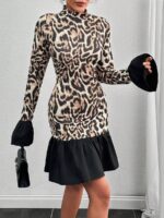 Rochie Scurta Ivalo cu Print Leopard - imagine 4