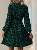 Rochie Scurta Miruna Verde Animal Print - imagine 2