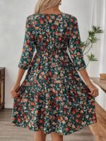 Rochie Scurta Sancha Verde Inflorata - imagine 2