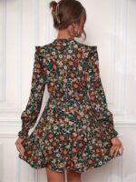 Rochie Scurta Lilly Verde Inflorata - imagine 2