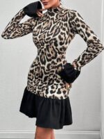 Rochie Scurta Ivalo cu Print Leopard