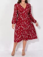 Rochie Midi Adalena Rosie Inflorata - Marimi Mari