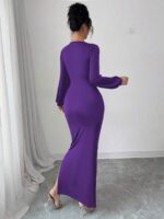 Rochie Lunga Mariska Mov cu Paiete Argintii - imagine 3