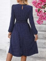 Rochie Midi Raila Bleumarin cu Buline Albe - imagine 2