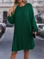 Rochie Scurta Linda Verde Plisata