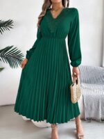 Rochie Midi Haldor Verde Plisata