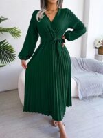 Rochie Lunga Mariola Verde Plisata