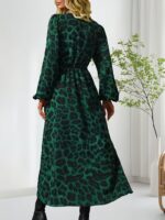 Rochie Lunga Maida Verde cu Animal Print - imagine 2