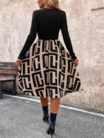 Rochie Scurta Sunilda Neagra cu Bej - imagine 2