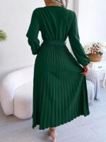 Rochie Lunga Mariola Verde Plisata - imagine 2
