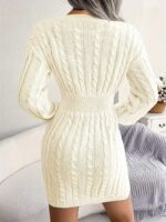 Rochie Scurta Tricotata Sonya Alba - Marimi Mari - imagine 2