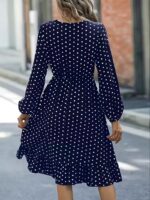 Rochie Scurta Felisa Bleumarin cu Buline Albe - imagine 2