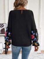 Bluza Dama Linna Neagra cu Broderie Multicolora - imagine 2