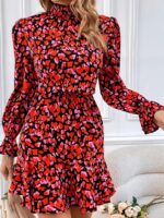 Rochie Scurta Saimy Neagra cu Inimioare Rosii