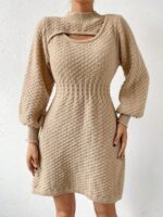 Rochie Tricotata Scurta Yasmina Bej