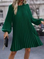 Rochie Scurta Linda Verde Plisata - imagine 3