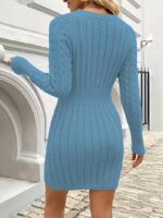 Rochie Scurta Tricotata Bereth Bleu - imagine 2