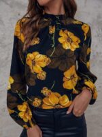 Bluza Dama Balder Neagra cu Print Floral Galben