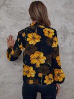 Bluza Dama Balder Neagra cu Print Floral Galben - imagine 2