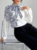 Bluza Dama Beatriz Alba cu Print Bleumarin