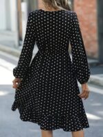 Rochie Midi Dolios Neagra cu Buline Albe - imagine 2