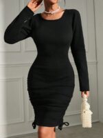Rochie Scurta Laroza Neagra din Bumbac - imagine 2