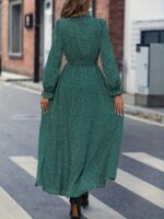 Rochie Lunga Karen Verde Inchis cu Buline Albe - imagine 2