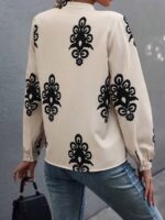 Camasa Dama Drifa Crem cu Print Negru - imagine 2