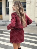 Compleu cu Fusta Scurta Semina Grena cu Print Alb - imagine 2