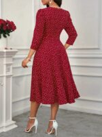 Rochie Midi Carmen Rosie cu Inimioare Albe - imagine 2