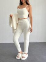 Compleu Inna Alb Format din Pantalon, Top si Cardigan - imagine 2