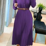 Rochie Midi Bhavna Mov Plisata - imagine 2