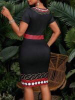 Rochie Scurta Florina Neagra cu Print Rosu - imagine 2