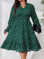 Rochie Scurta Abigaille Verde Inflorata - Marimi Mari