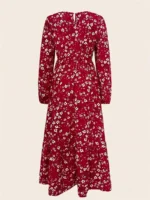Rochie Lunga Nikka Rosie cu Print Flori Albe - imagine 2