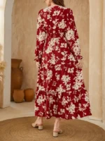 Rochie Midi Natty Rosie cu Flori Bej - imagine 2