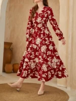 Rochie Midi Natty Rosie cu Flori Bej - imagine 4
