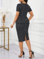 Compleu cu Fusta Scurta Andrada Negru cu Buline Albe - imagine 2