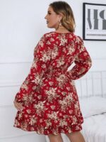 Rochie Scurta Malia Rosie cu Print Floral Bej - Marimi Mari - imagine 2