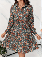 Rochie Scurta Bebina Verde Inflorata