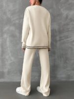 Compleu Tricotat cu Pantalon Ella Crem - imagine 2