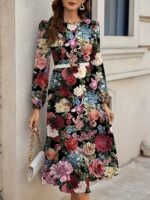 Rochie Midi Selene Neagra Inflorata - imagine 3