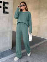 Compleu Tricotat cu Pantalon Ella Vernil