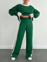 Compleu Tricotat cu Pantalon Arianna Verde - imagine 4