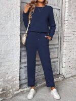 Compleu Zerra Bleumarin format din Bluza si Pantalon - imagine 3